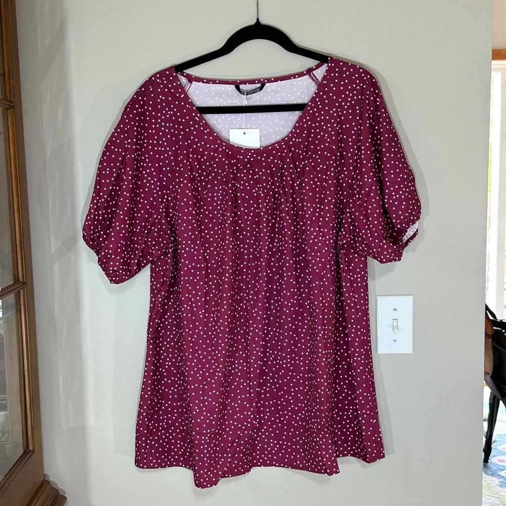 BloomChic Polka Dot Contrast Basic T-Shirt